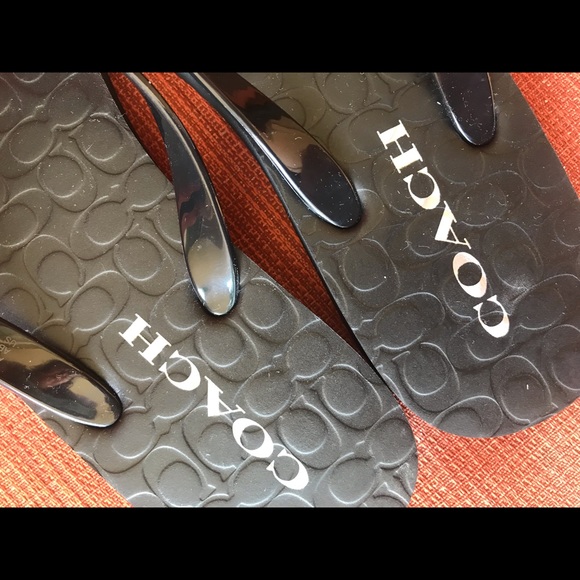 Coach Black Abbigail Flip Flops Size 6 - Picture 3 of 6
